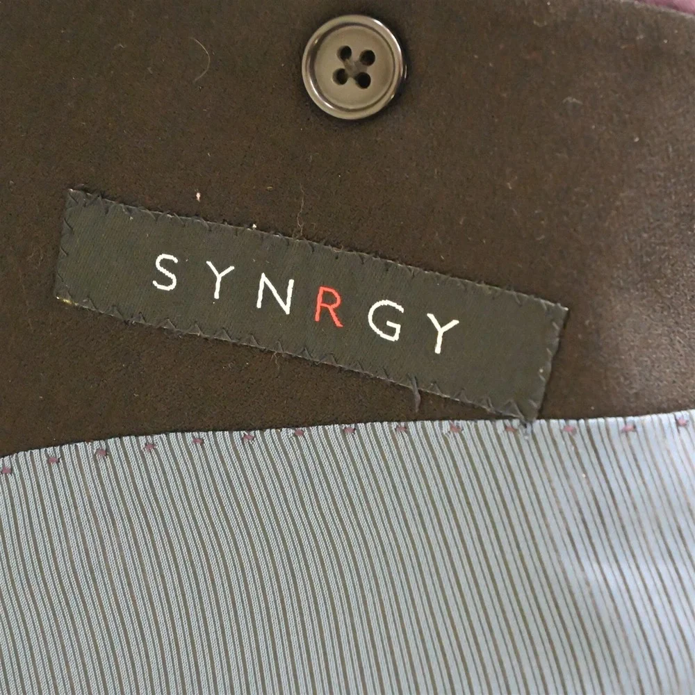 Synrgy 56R Black Stretch Peak Lapel Mens Blazer Suit Jacket Sport‎ Coat